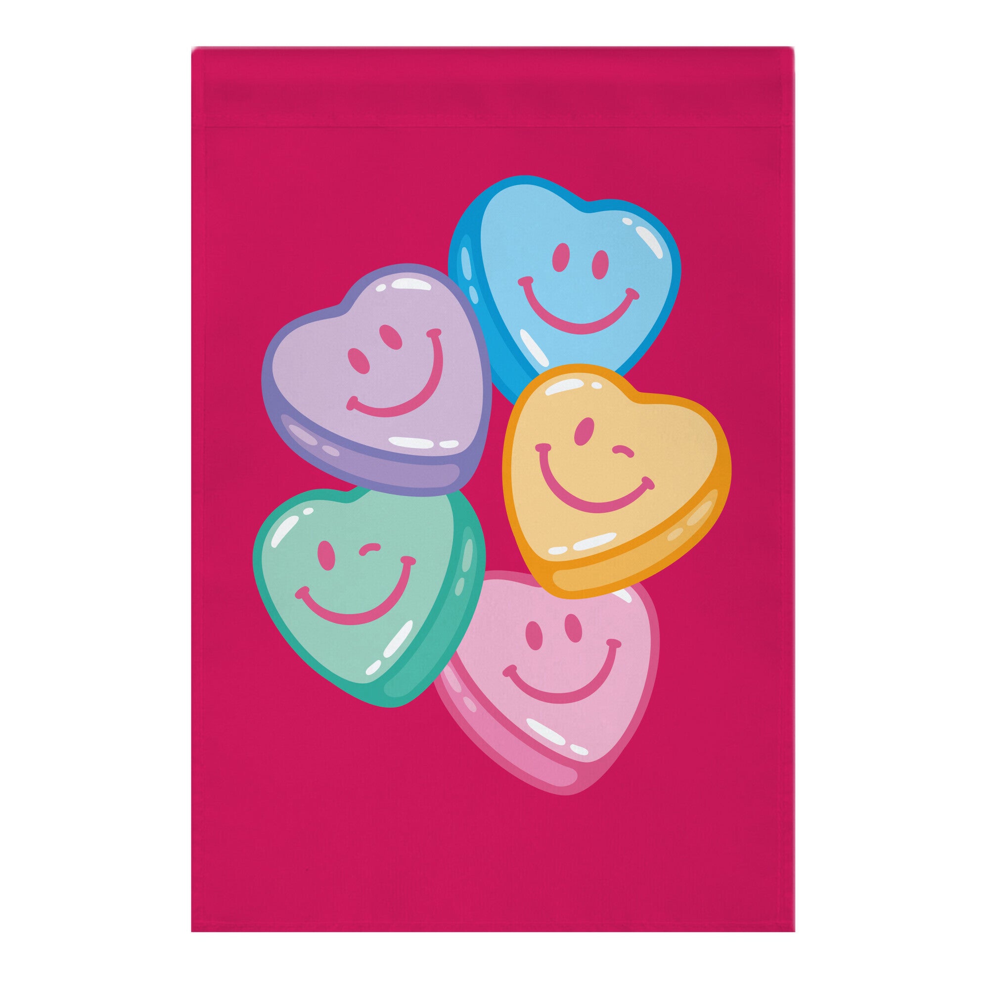 Smiley Candy Hearts Garden Flag